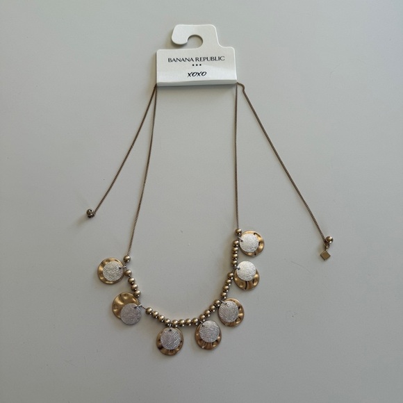 Banana Republic- Factory Store- Bronze-Gold-Silver-Two Tone-Coin-Necklace-Beads - Picture 1 of 9